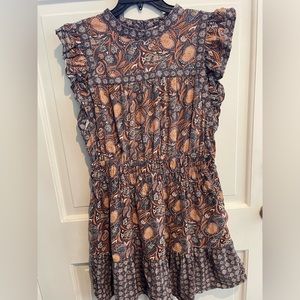 Trendy Boho Fall Dress with Ruffle sleeves